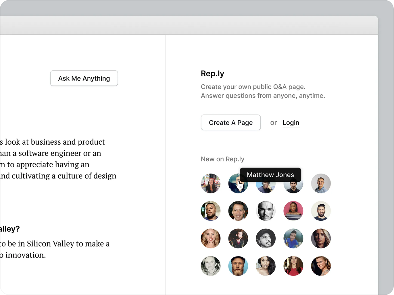 Rep.ly Create your own public Q&A page